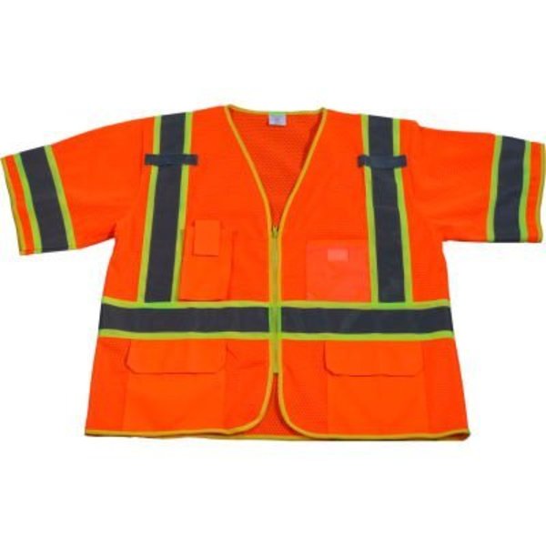 Petra Roc Inc Petra Roc Two Tone DOT Surveyors Vest, ANSI Class 3, Polyester Mesh, Orange, 4XL/5XL OVM3-CB1-4X/5X